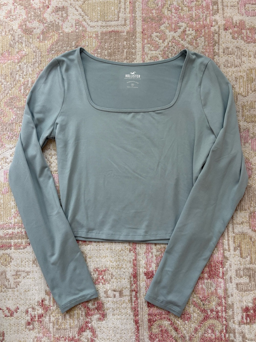 Hollister Women’s Blue Long Sleeve Too with Square Neckline
